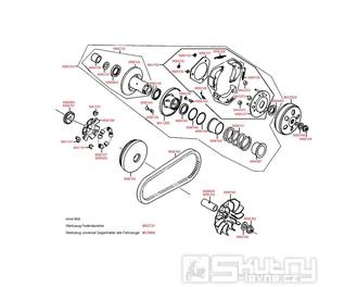 E06 Odstředivá spojka a variátor - Kymco Heroism 125/150