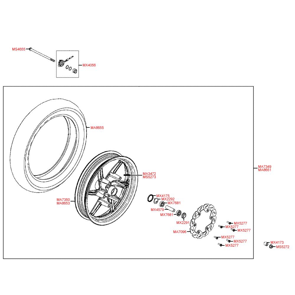 F07 Přední kolo s kotoučovou brzdou - Kymco Super 8 50 2-Takt