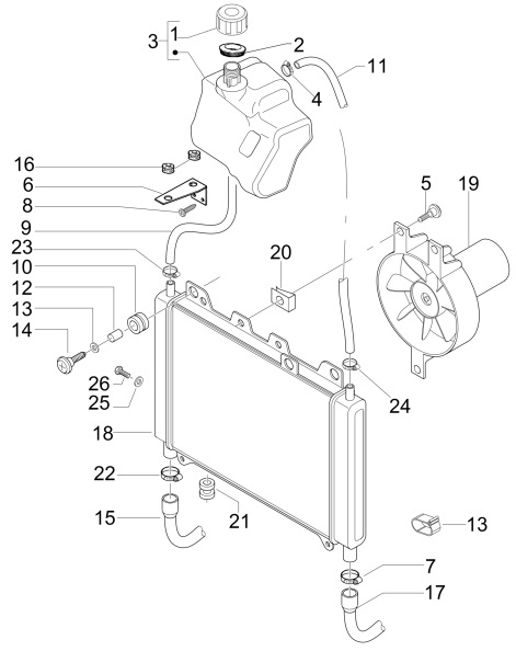 2.55 Chladič - Gilera Nexus 500 4T LC 2009-2011 (ZAPM35200)