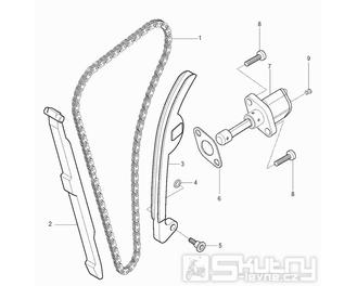 09 Rozvodový řetěz a vodící lišty - Hyosung GT 125 N
