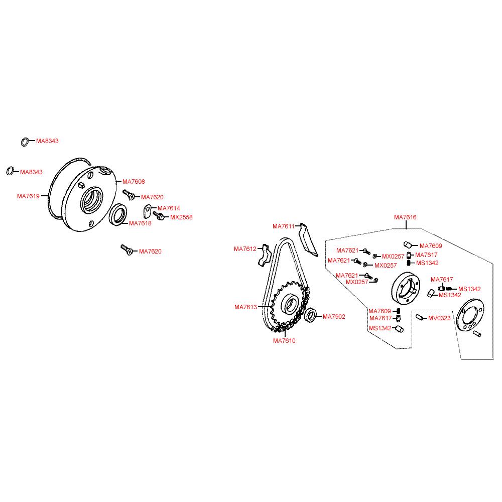 E11 Spojka startéru - Kymco Nexxon 50