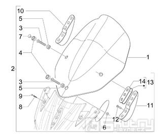 2.27 Štít přední kapotáže, plexi - Gilera Nexus 300ie 4T LC 2009-2011 (ZAPM35600)