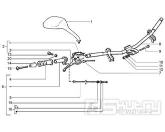 T38 Řidítka, pravá rukojeť, brzdová páčka, zrcátko - Gilera Runner VX 125 4T (ZAPM24100, ZAPM24000)