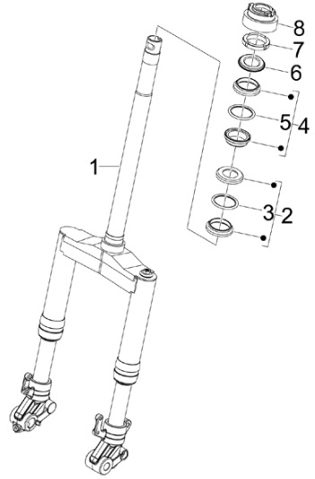 4.02 Přední kyvná vidlice, ložiska řízení - Gilera Runner 50 PureJet 2005-2006 UK (ZAPC46200)