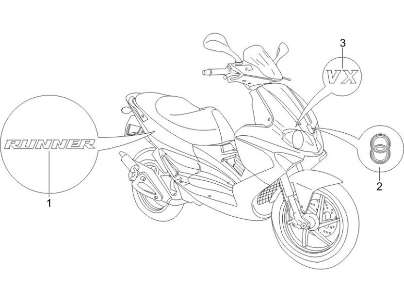 2.38 Samolepky, loga - Gilera Runner 125 VX 4T 2005-2006 UK (ZAPM46100)