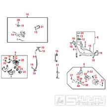 F04 Hlavní brzdový válec, brzdový třmen, brzdová páčka a brzdová hadice pro Kymco pro Agility 125 City+ [LC2C21000] (KL25DA) KL25D