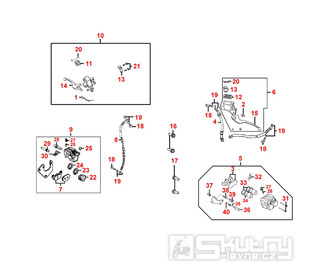 F04 Hlavní brzdový válec, brzdový třmen, brzdová páčka a brzdová hadice pro Kymco pro Agility 125 City+ [LC2C21000] (KL25DA) KL25D