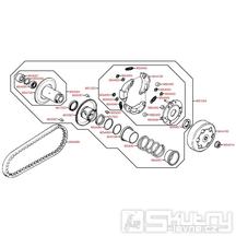 E07 Řemenice / spojka / řemen variátoru - Kymco KB 50 , Fever 2 50, Meteorit KB 50