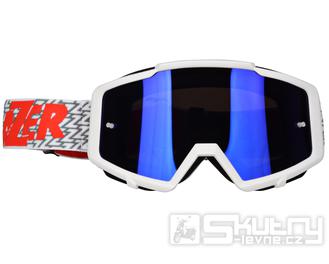 Crossové brýle Lazer Track Blue Mirror White/White/Red
