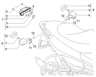 6.04 Zadní světlo a blinkry - Gilera Runner 50 PureJet Race CH 2006 (ZAPC46200)