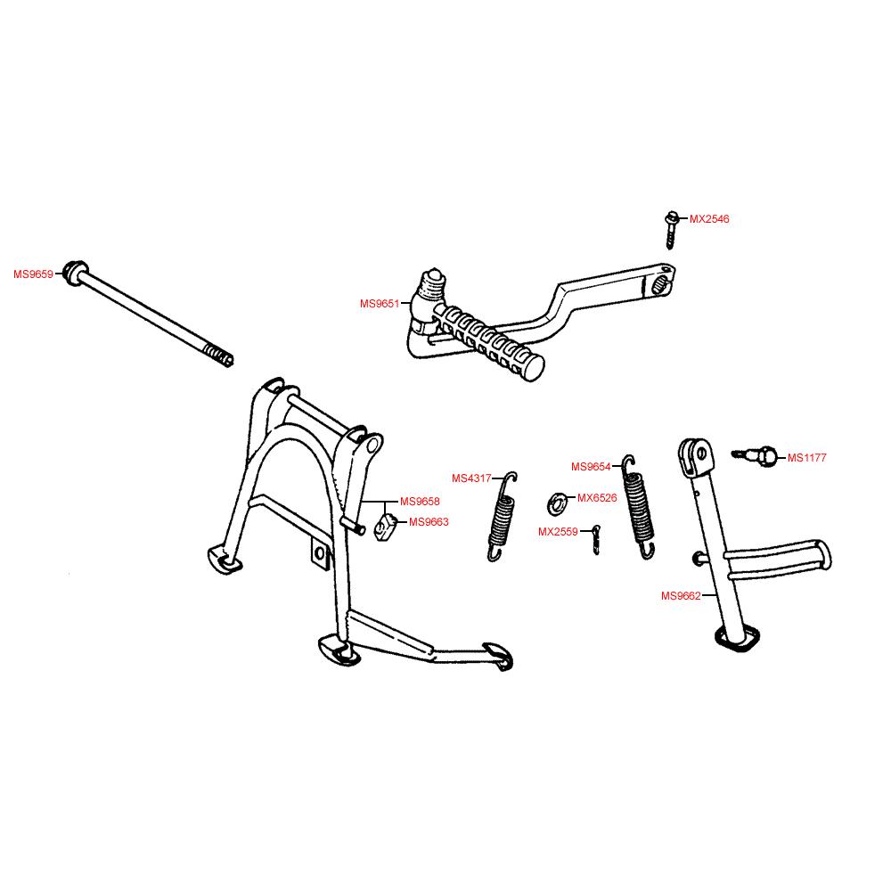 F15 Hlavní stojan / boční stojan / nakopávací páka - Kymco Yager / Spacer 125