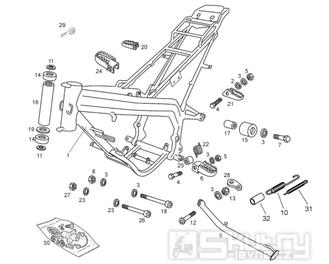 66.01 Rám, stupačky, boční stojan - Gilera SMT 50 D50B0 od roku 2013