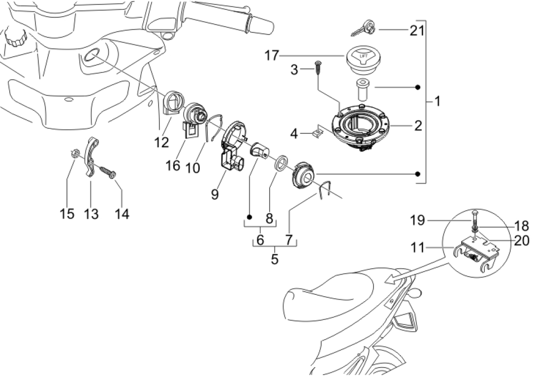 2.46 Zámky - Gilera Runner 125 "SC" VX 4T 2006 (ZAPM46300)