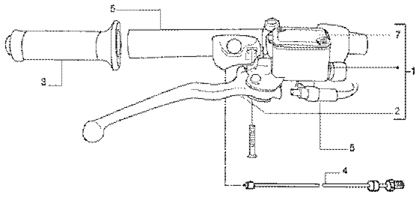 T34 Přední brzdová páčka, rukojeť - Gilera DNA GP Experience 50ccm 2T 1998-2005  (ZAPC27000...)