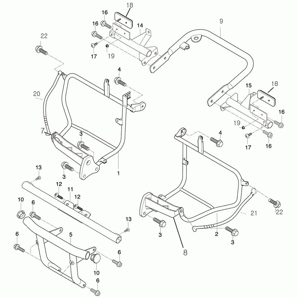 36 Stupačky / Nárazník / Madlo spolujezdce - Hyosung 450 Sport Quad