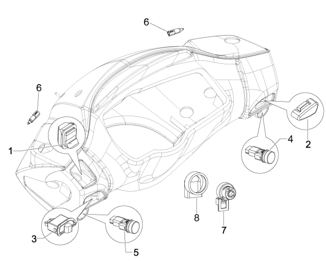 6.01 Přepínače světel a blinkrů, tlačítko startování a houkačky - Gilera Runner 125 ST 4T LC 2008-2012 (ZAPM46301)