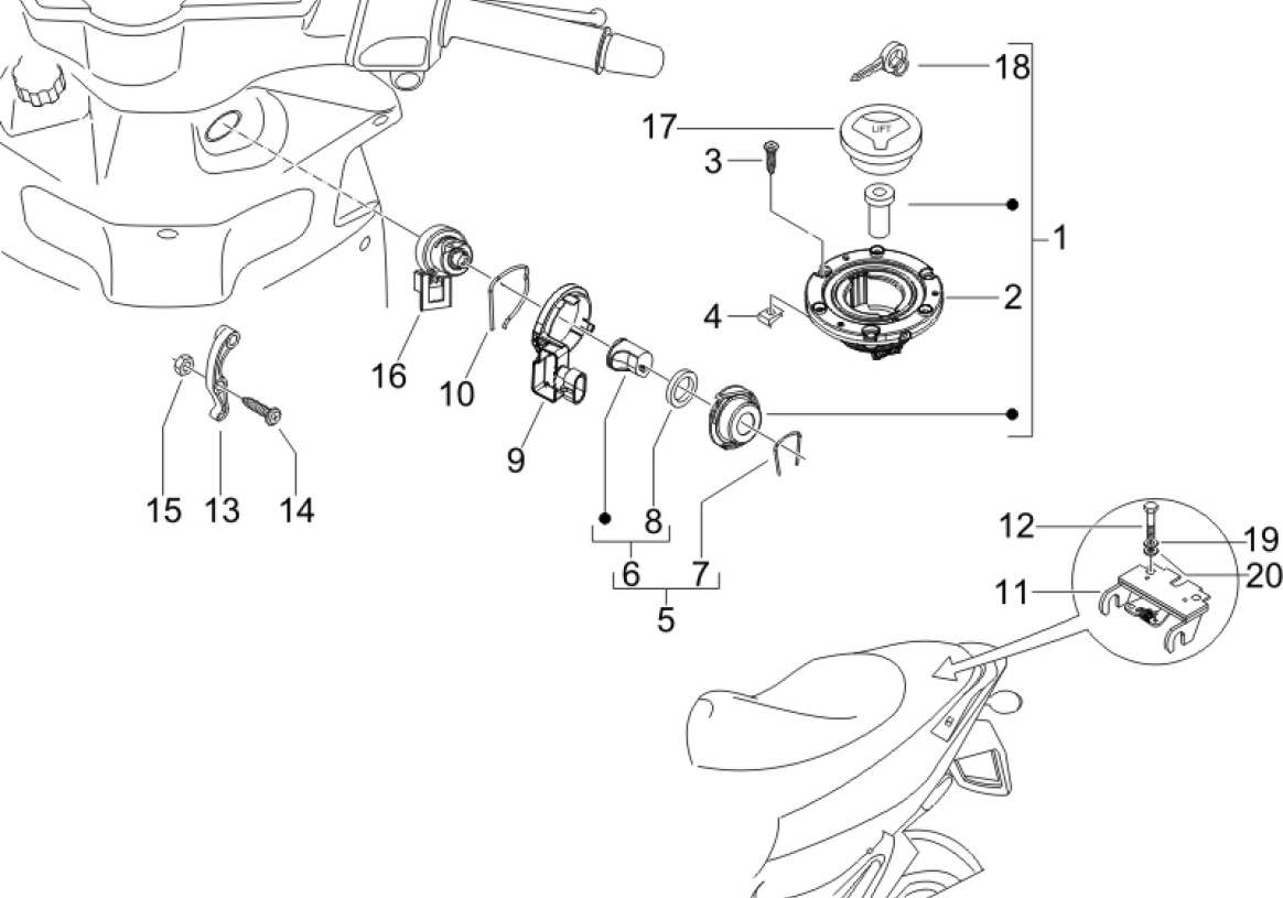 2.46 Zámky - Gilera Runner 125 "SC" VX 4T UK (ZAPM46100)