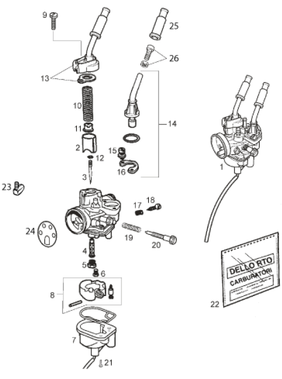65.21 Karburátor (jednotlivé díly) - Gilera SMT 50 D50B0 od roku 2005 (ZAPABB01)