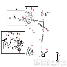 F04 Hlavní brzdový válec, brzdový třmen a brzdová hadice přední pro Kymco Super 8 50 2T [LC2U91000] (KF10CA) KF10AA