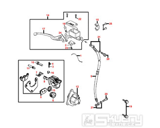 F04 Hlavní brzdový válec, brzdový třmen a brzdová hadice přední pro Kymco Super 8 50 2T [LC2U91000] (KF10CA) KF10AA