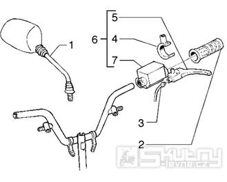 T34/A Zrcátko, levá rukojeť, brzdová páčka - Gilera Stalker 50 do roku 2005 (ZAPC13000...)
