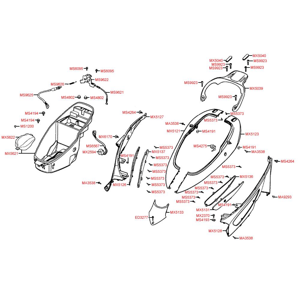 F13 Zadní kapotáž / Úložný prostor pro přilbu - Kymco Dink 250 (Bet & Win)