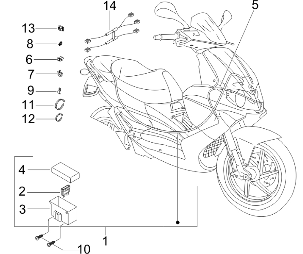 6.08 Elektroinstalace, pojistky - Gilera Runner 200 VXR Race 2006 UK (ZAPM46300)