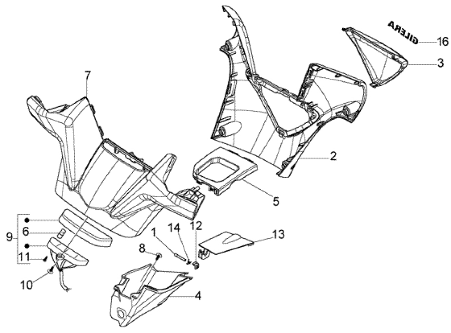 T32 Kryt řidítek - Gilera Nexus 500ccm 4T LC do roku 2005 (ZAPM35200... , ZAPM3510...)