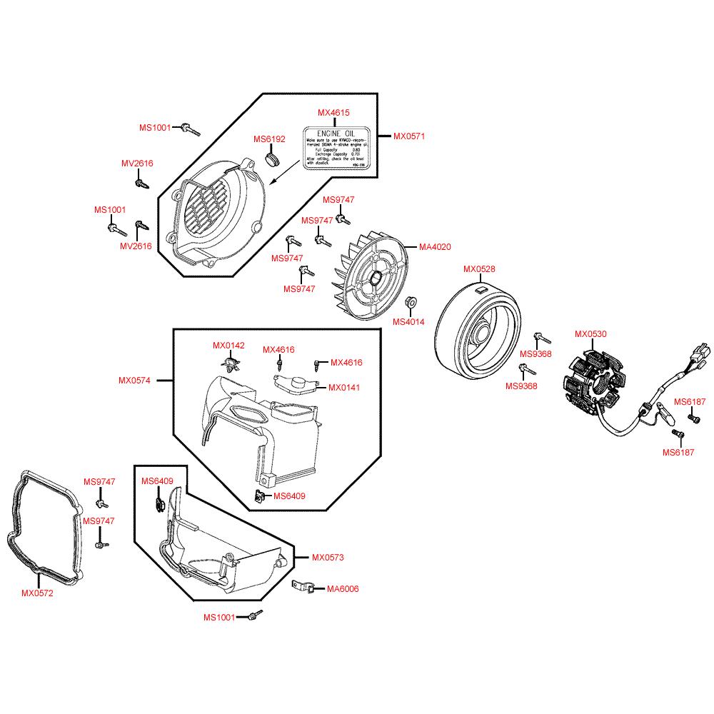 E07 Magneto dobíjení / ventilátor - Kymco Yager 50 GT