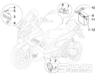 6.05 Baterie, houkačka, relé - Gilera Nexus 300ie 4T LC 2008 (ZAPM35600)