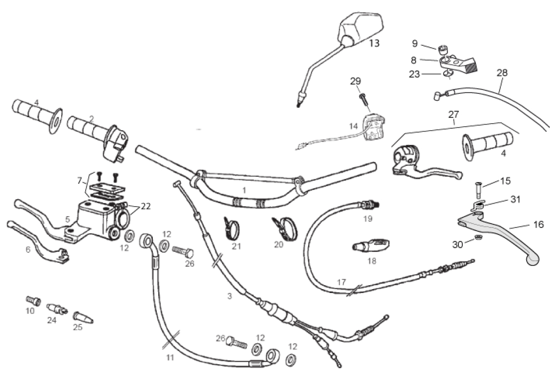 66.06 Řidítka, ovládací prvky řidítek, gripy - Gilera SMT 50 Racing D50B0 od roku 2011 (ZAPABB00)