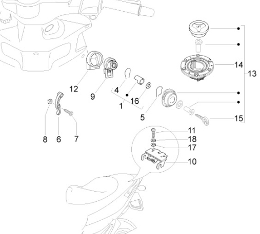 2.46 Zámky - Gilera Runner 50 PureJet 2010-2011 (ZAPC46200)