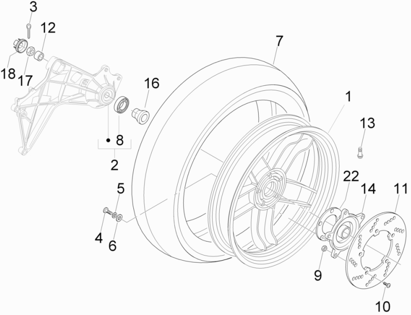 4.12 Zadní kolo - Gilera Nexus 500 4T LC 2006 UK (ZAPM35200)