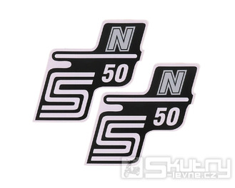 Nápis S50 N samolepicí fólie stříbrná 2 ks pro Simson S50