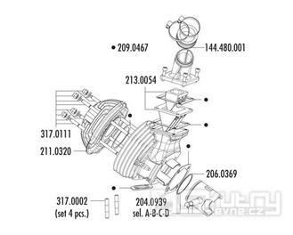 Kompletní sada těsnění válce Polini Evolution - Vespa 125 Primavera - Ø 57 mm