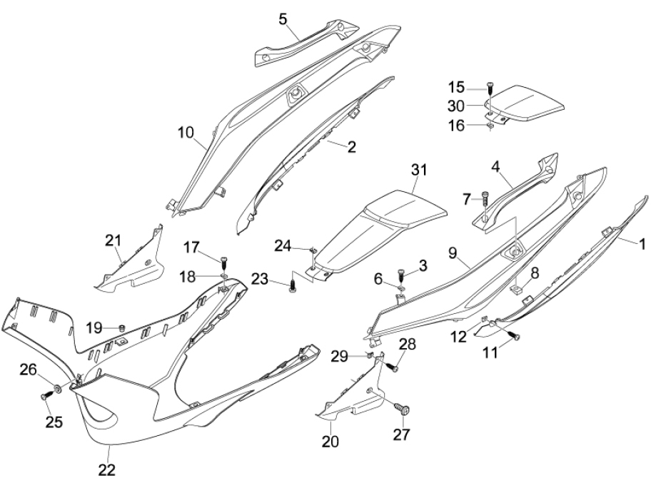 2.32 Boční kapotáž, spojler - Gilera Nexus 500 4T LC 2006-2008 (ZAPM35200)