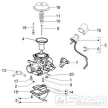 1.40 Karburátor (jednotlivé díly) - Gilera Runner 125 VX 4T 2007 (ZAPM46300)