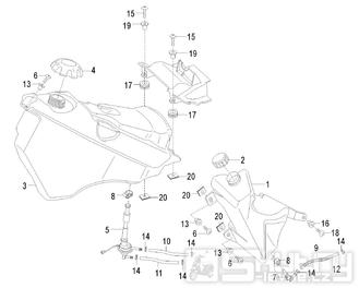 Palivová a olejová nádrž - Malaguti XTM 50 Enduro 2003