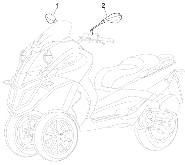 2.45 Zrcátka - Gilera Fuoco 500ccm 4T-4V ie E3 LT od 2013 (ZAPM83100...)