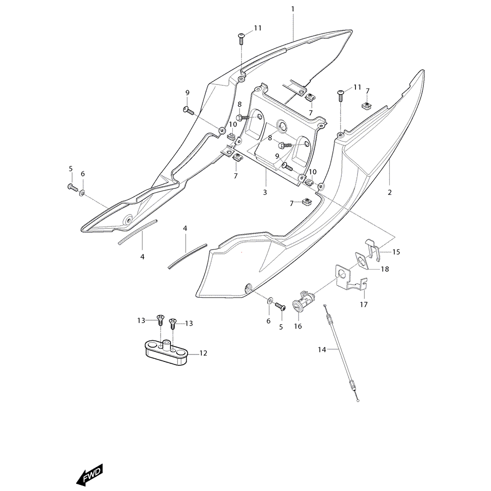 FIG33 Zadní kapotáž - Hyosung GT 250i NE (Naked)