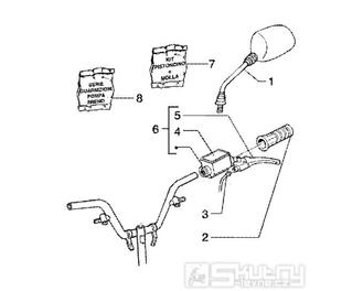 T39/A Levá rukojeť, brzdová páčka, zrcátko - Gilera Runner 180 FXR DT 2T LC (ZAPM0800...)