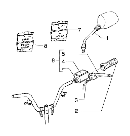 T39/A Levá rukojeť, brzdová páčka, zrcátko - Gilera Runner 180 FXR DT 2T LC (ZAPM0800...)