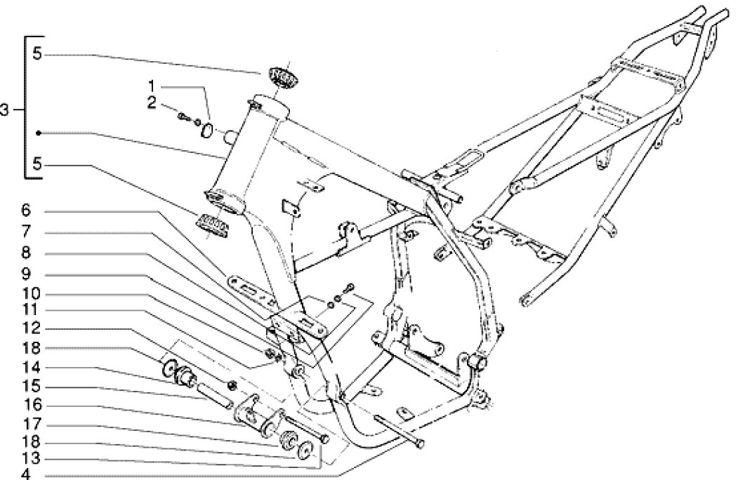 T17 Rám, ložiska řízení - Gilera RK 50ccm (VTBC08000...)