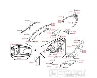 F12 Úložný prostor pro přilbu / zadní kapotáž - Kymco Xciting 500i R ABS