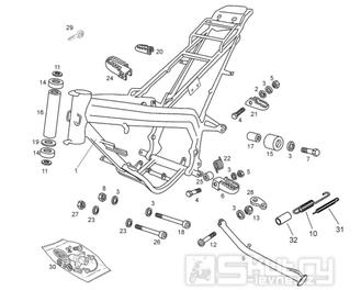 66.01 Rám, stupačky, boční stojan - Gilera SMT 50 D50B0 od roku 2005 (ZAPABB01)