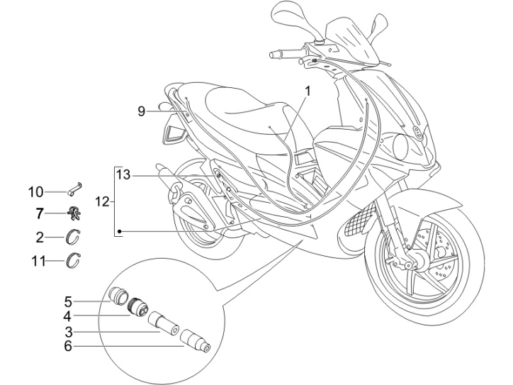 5.03 Brzdové lanko, rozdělovač - Gilera Runner 50 PureJet SC 2005 UK (ZAPC46200)