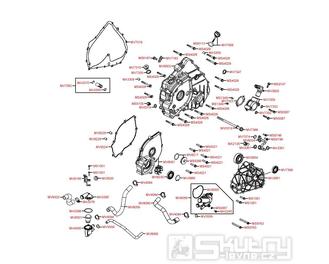 E05 Kryt klikové skříně levý, vodní čerpadlo, termostat - Kymco MXU 450i LOF LC90CE
