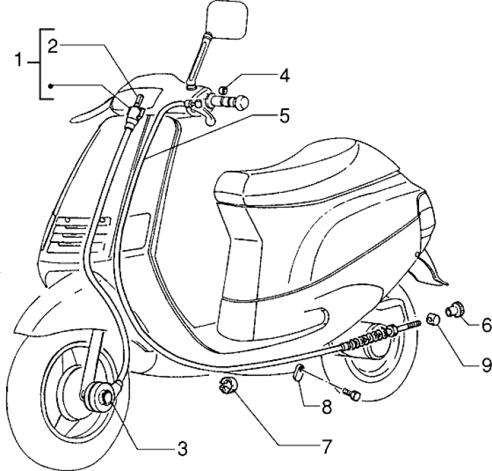 T35 Brzdové lanko, náhon tachometru - Gilera Easy Moving 50ccm 2T AC (SSP2T0001001...)