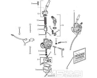 1.40 Karburátor (jednotlivé díly) - Gilera SMT 50 od roku 2006, D50B0 (ZAPG12D1)