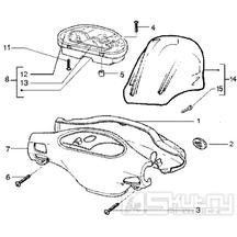 T37 Tachometr, kryt tachometru a řidítek - Gilera Runner 50 SP do roku 2005 (ZAPC36200...)